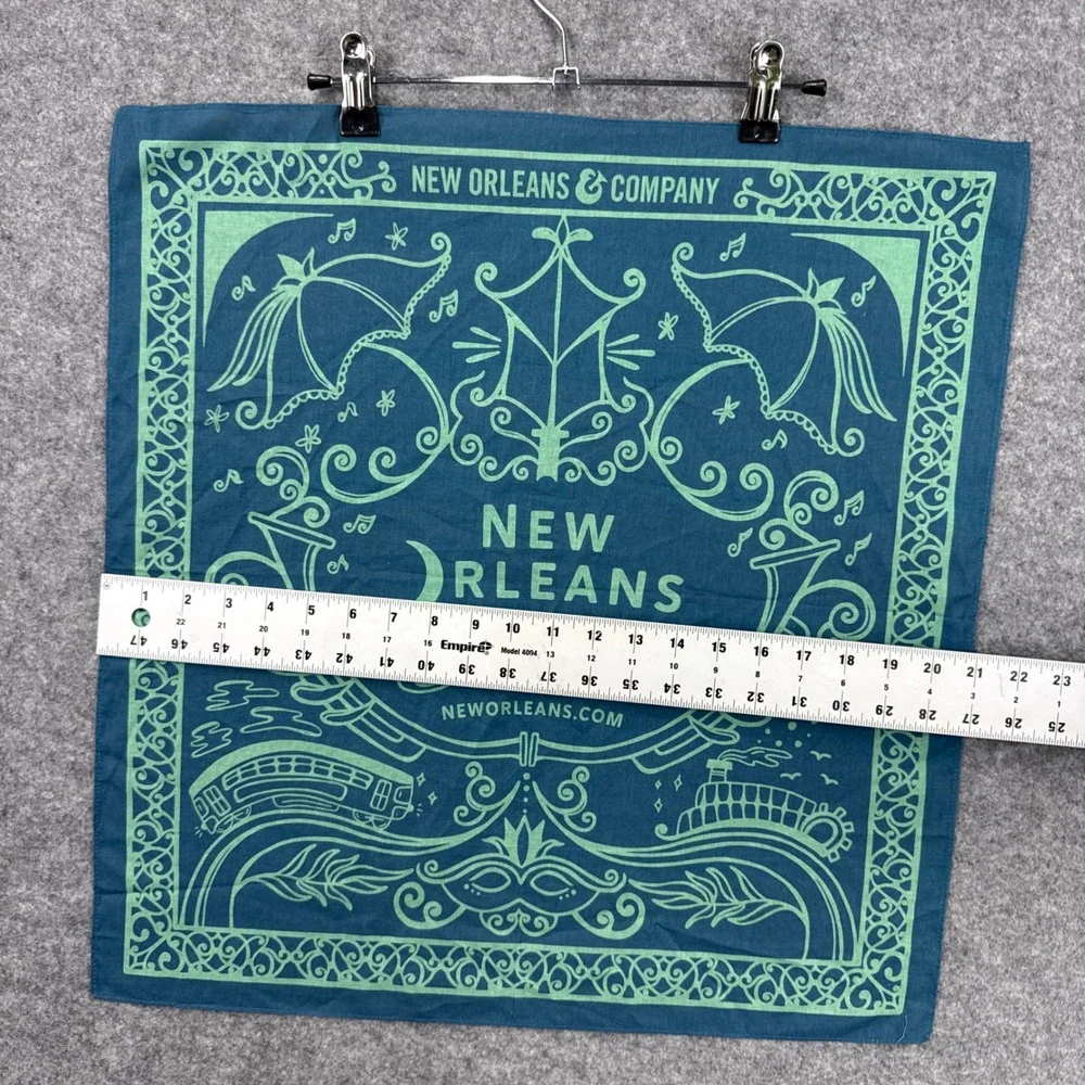 New Orleans & Company Bandana Teal Mint Green Graphic Souvenir Cotton Scarf 22